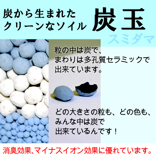 炭玉は、消臭効果に優れた、炭から生まれたクリーンソイルです。